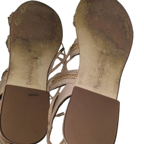 Franco Sarto Morale Beige Leather Gladiator Sandals - Picture 6 of 8